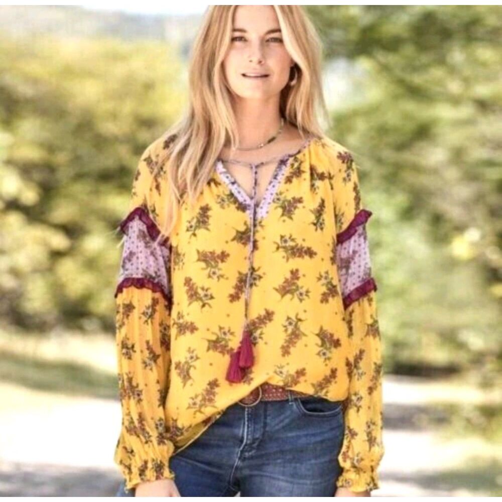 SUNDANCE Floral Dreams Tunic Bohemian Cottage Peasant Feminine Hippie Small